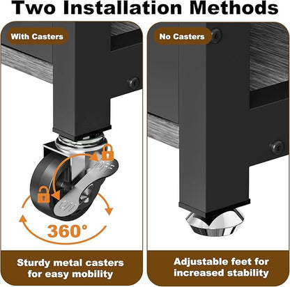 EasyCom 33"/27" Dog Crate Furniture with Name Tag, Heavy Duty Dog Kennel Indoor for Medium and Small Dogs, Double-Doors Sturdy Metal Dog Cage, Decorate House as TV Stand, End Table, Bedside Table
