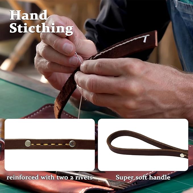 LWBMG Leather Dog Leash 6 ft, Dog Leashes for Large Dogs Heavy Duty Dog Leash Soft Handmade Leather Training Leash for Small Medium Large Dogs Walking, Training, Hiking, and Running Brown