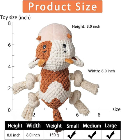 Sedioso Dog Toys, Dog Plush Toy for Large Breed, Cute Squeaky Dog Toys with Crinkle Paper, Dog Chew Toys for Puppy, Small, Middle, Big Dogs (Cow)