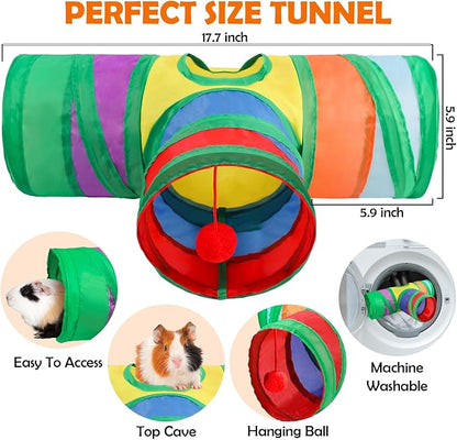 Sofier Guinea Pig Toys Tunnel Hideout Cage Accessories Chew Toys for Hamster Rabbit Ferret Rat Chinchilla Hedgehog Enrichment Playpen Boredom