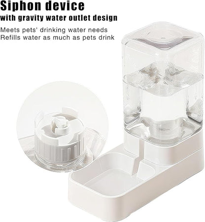 2 PCS Automatic Cat Feeder，Dog Water and Food Bowl Dispenser,cat Food and Water Dispenser,3.8L Gravity Storage and 2.1KG Grain Storage Combination Pet Feeder,Cat Water Fountain.