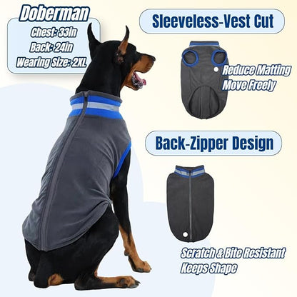 Winter Warm Turtleneck Fleece Vest Dog Sweater, Soft & Snug-Fit Puppy Coat for Medium Dogs with Back-Zipper, Thermal Doggie Vests Sweatshirt, Lightweight Pet Clothes for Beagle Cavapoo Girl(Gray, M)