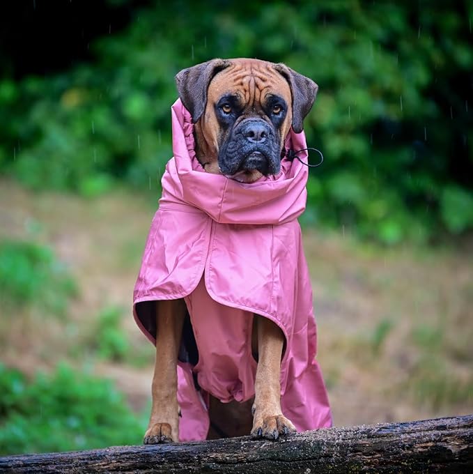 Spark Paws Dog Raincoat, Waterproof Windproof Rain Jacket, for Small Medium Large Extra Large Dogs, Reflective Breathable Full-Body Coverage Dry Suit - Sea Pink, XL