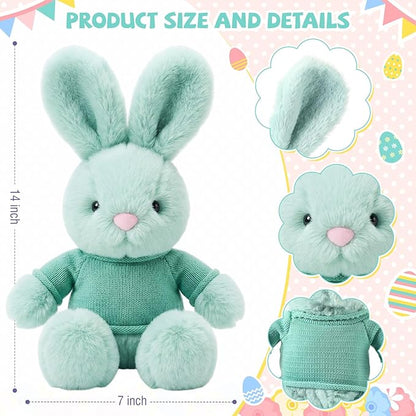 Poen 10 Pcs Easter Bunny Stuffed Animal Bulk 14 Inches Cute Rabbits Plush Toys Easter Bunny Gift in 5 Colors Easter Basket Eggs Filled Stuffers for Boys Girls Easter Birthday Party Decor (Creative)