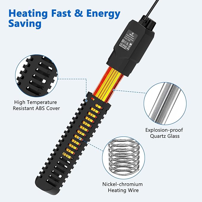 fishkeeper 300W Aquarium Heater, Submersible Fish Tank Heater with Dry-Burn Protection,LED Digital Thermostat,Accurate Temperature Protection for Freshwater and Saltwater 40-75 Gallon