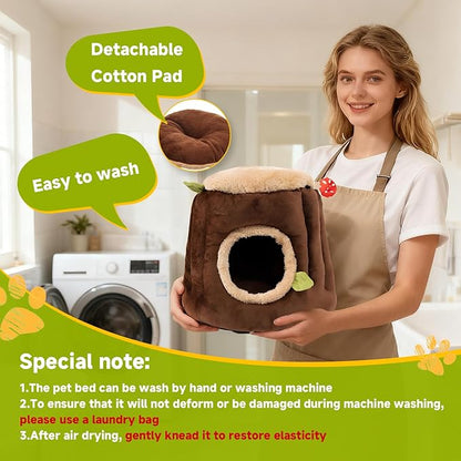 LYART Guinea Pig Hamster Bedding or Hideout for Mouse Mice Rat Ferret Bunny Fluff Bedding Bed House Cage Accessories, Dwarf Rabbits Hedgehog Bearded Dragon Warm Bedding Nest Cave, Washable (3.XL)