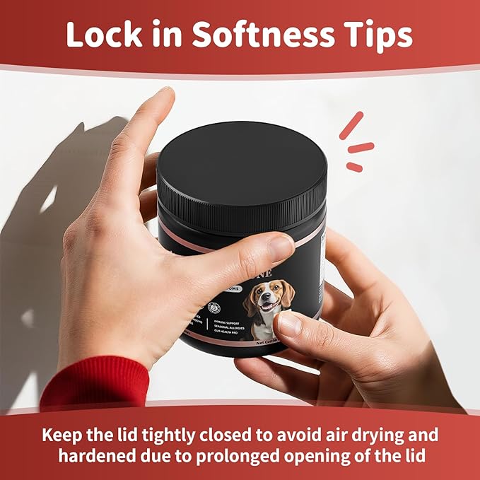 Dog Allergy Chews, Probiotics Supplement for Dogs Seasonal Allergies & Immune Support & Gut Health Pro, Mushroom Soft Chews for Joint, Energy, Itching Skin Support, Bacon Flavor - 90 Count