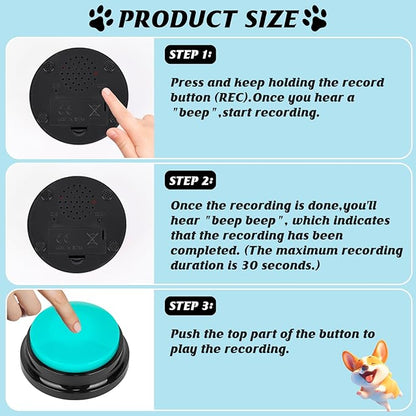 10 Color Voice Recording Buttons for Dogs Dog Training Communication Buttons with 30 Sec Record and Playback, Pet Training Buzzer for Puppy Cats, Funny Gifts for Pet Lovers (10 Pack)