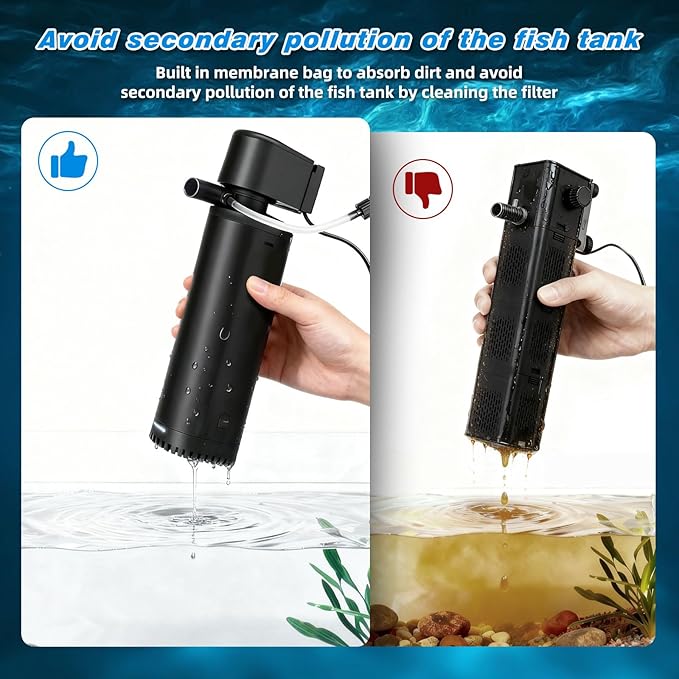 500GPH Aquarium Filter, UV Sterilizer for Aquarium for 75-200 Gallon, Submersible Pump Filter for Green Water Algae Clean, Ultra-Silent Green Killing Machine with Fish Tank & Turtle Tank Deodorization