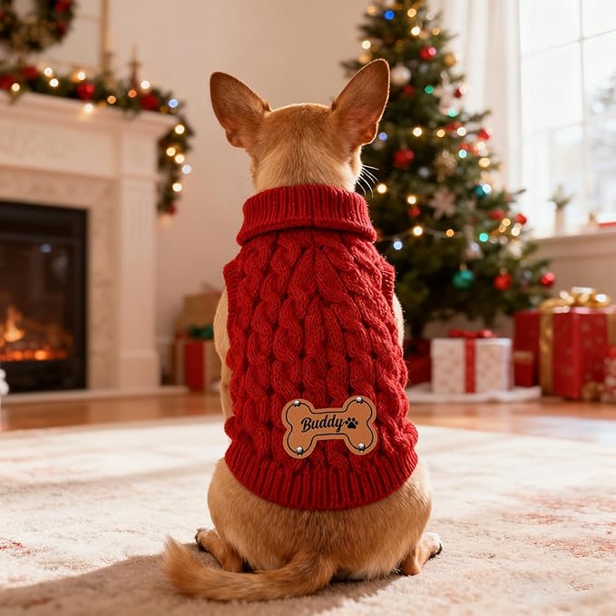 Custom Name Winter Sweater for Dog & Cat, Custom Puppy Clothes, Personalized Dog Sweaters Vest for Small Medium Large Dogs, Birthday Xmas Party Gifts for Dogs Cats