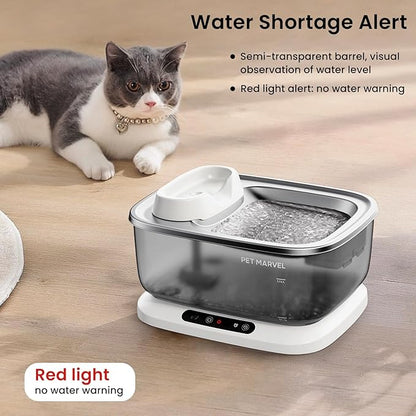 PET Marvel Wireless Sensing Dog Water Fountain for Large Dogs, 7L/1.8Gal/230oz Big Automatic Pet Water Dispenser for Multi Cats, Stainless Steel Filtered Drinking Bowl Wireless Pump F2 V2