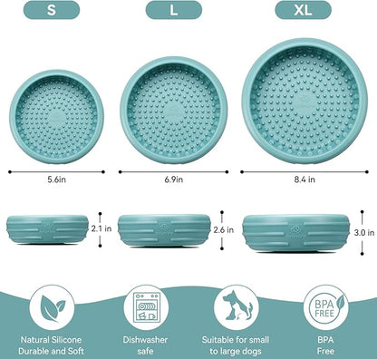Dog Lick Bowl, Animire Freeze Lick Mat for Dogs, Non-Slip Slow Feeder Licking Bowl Enrichment Treat for Distraction Anxiety Relief, Food Grade Silicone, Dishwasher Safe(Teal,L)