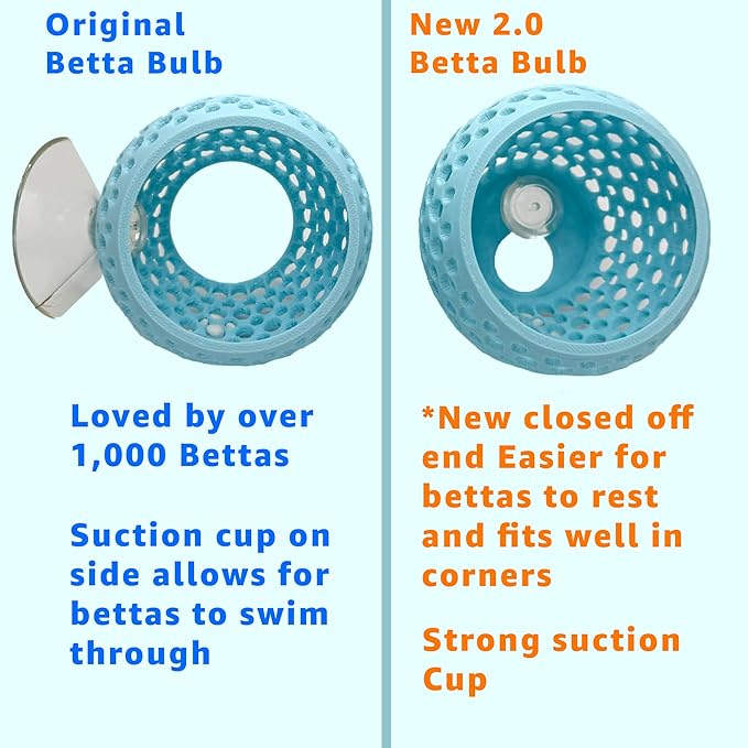 Betta Bulb Hide 2.0 | Betta Rest Fish Tank Ornament Large | Aquarium Cave with Suction Cup for Small Fish Tank, Betta Habitat, Shrimp Hideout, Aquatic Decor Large (Stealth Black)