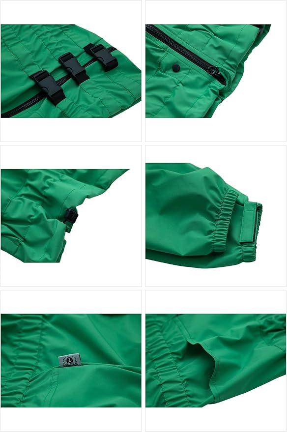 Dogs Waterproof Jacket, Lightweight Waterproof Jacket Reflective Safety Dog Raincoat Windproof Snow-Proof Dog Vest for Small Medium Large Dogs Green S