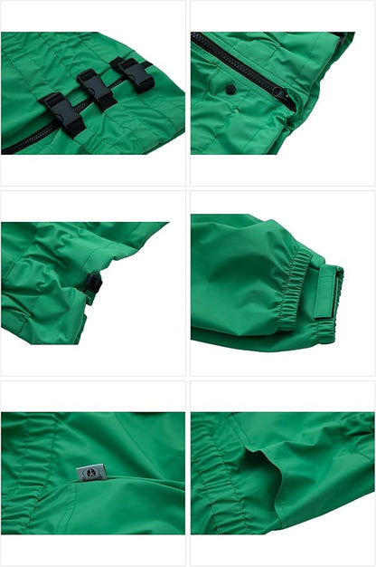 Dogs Waterproof Jacket, Lightweight Waterproof Jacket Reflective Safety Dog Raincoat Windproof Snow-Proof Dog Vest for Small Medium Large Dogs Green XXXL
