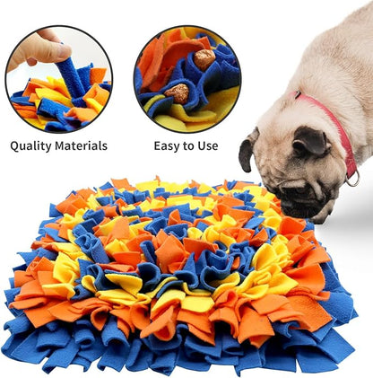 LIVEKEY Pet Snuffle Mat for Dogs, Dog Feeding Mat, Nosework Training Mats for Foraging Instinct Interactive Puzzle Toys (Blue&Orange&Yellow)