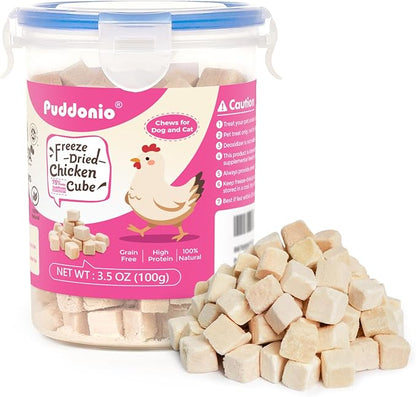 Freeze Dried Cats & Dogs Raw Treats, All Natural Single Ingredient Chicken Breast, High Protein Healthy Pet Training Treats or Food Topper, 3.5 oz