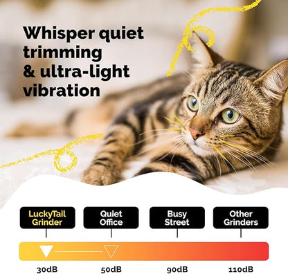 LUCKY TAIL Pet Nail Grinder for Dogs and Cats - Super Quiet and Low Vibration Electric Dog Nail Grinder with 2 LED Lights - USB Rechargeable and Cordless - 2 Speeds - Small to Large Pets - Orange