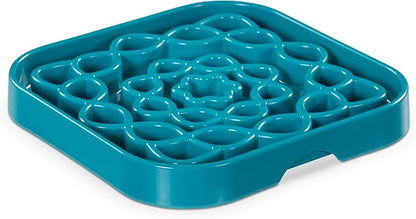Messy Mutts and Cats Interactive Square Slow Feeder | Blue (2 Cup) | 8” x 8” Square Puzzle Slow Feeder for Dogs/Cats | Enrichment Food Dish for Slow Eating, Bloating