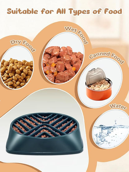 KASBAH Slow Feeder Dog Bowls Large Breed, Holds 5 Cups Wet or Dry Food for Large and Medium Dogs,Puzzle Maze for Fast Eaters,Square Base,Non-Slip, Made Without BPA,Helps Prevent Bloat & Aid Digestion