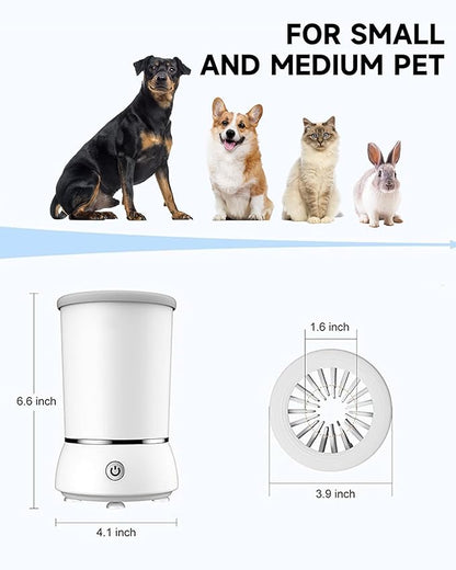 Automatic Dog Paw Cleaner for Dogs，Electric Dog Foot Paw Washer Cup and Massager，2 Speeds for Thorough Cleaning and USB Rechargeable,Pet Paw Feet Cleaner for Small Medium Dogs Cats (White)