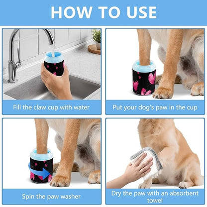 Dog Paw Cleaner Mudbuster Dog Foot Washer for Small Medium Large Dogs Cats Premium Pet Supplies Brush Stroke Valentine Hearts