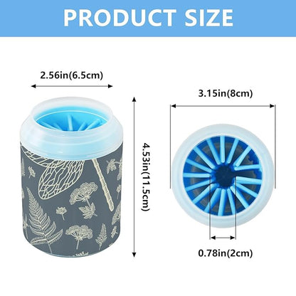 Dog Paw Cleaner Cups for Dogs Pet Foot Washer Paw Scrubber for Medium Small Dogs Cats Cleaning Cup Nature Dragonfly Gray