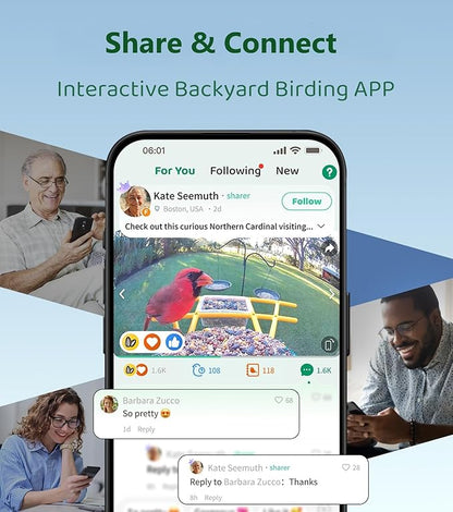 HIXX Smart Bird Feeder with Camera, AI Identify Birds & Auto Capture, 2K HD Live Camera Birdwatching with Color Night Vision for Bird Lovers Gifts (Green)