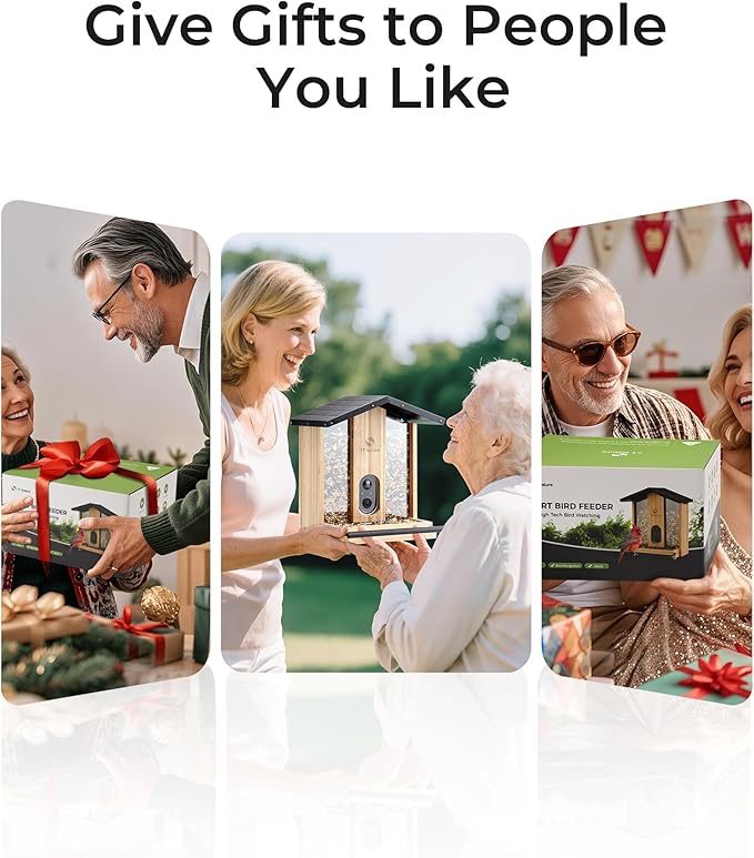 TT Nature Bird Feeder with Camera – 3L Smart Bird Feeder with AI Recognition, Live Streaming, Cloud Storage, Real-Time Alerts, Birdwatching Gift for Nature Lovers (Bamboo)