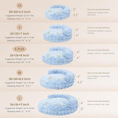 EHEYCIGA Large Dog Bed Sofa – Fluffy Faux Rabbit Fur Pet Couch for Medium and Large Dogs, Washable Removable Cover, Waterproof and Non-Slip, 36 Inch, Baby Blue