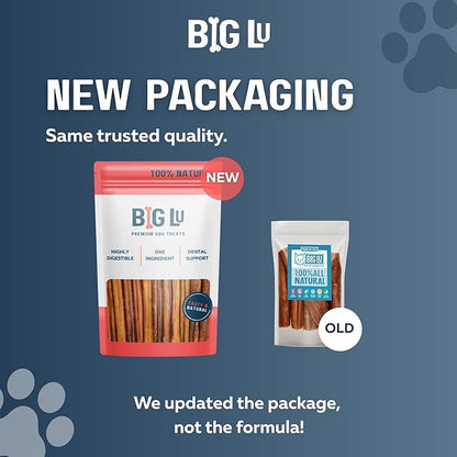 Big Lu - 6-Inch Stuffed Beef Jerky Sticks for Dogs, 20 Count, Premium All-Natural Gullet Chews, High-Protein, Easily Digestible, Supports Dental Health and Joint Mobility