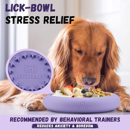 Dog Lick Bowl, Bestalk Anxiety Relief Slow Feeder Dog Lick Mat Treat Dispenser, Non-Slip Dogs Licking Bowl Enrichment Toys, BPA Free Silicone, Dishwasher Safe