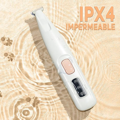 Paw Trimmer, Upgrade Multifunctional Pet Hair Clippers Waterproof Rechargeable Pet Shaver with LED Light, Pet Paw Trimmer for Paws Eyes Ears Face Rump (1PC), White