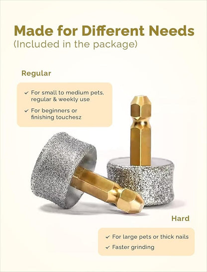 Dog Nail Grinder Replacement Heads 4Pcs- 2*Hard 40# & 2*Regular 80# for Small Medium & Large Dogs Safe Painless and Professional Pet Nail Grinder Tip Drill Bits