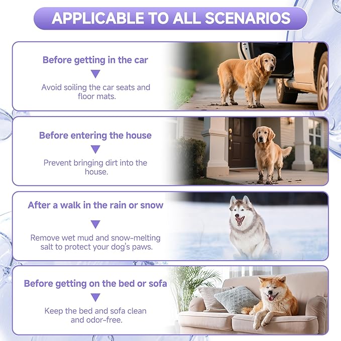 Dog Paw Cleaner Kit – Paw Cleaning fo rall Dogs & Puppy Silicone Scrubber Brush – pH Balanced Gentle No-Rinse Wash Scrubber,