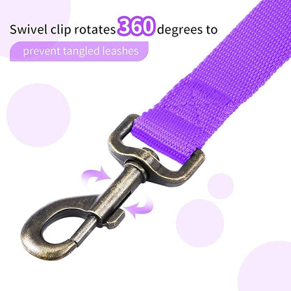 HIKISS Long Dog Leash Obedience Recall Training Agility Lead with Thickening Material for Large Dog - 15ft 20ft 30ft 50ft 100ft Training Leash(Purple 50ft)