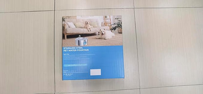 Dog Water Fountain for Large Dogs: Stainless Steel Dog Fountain Water Bowl - 3.2Gal/406oz/12L Super Quiet Big Cat Water Fountain with Visual Water Level -Great for Large Dogs Cats and Multi-Pet Home