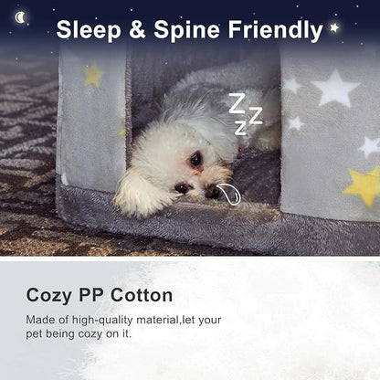 JIUPETY Cute Indoor Dog Houses, Dog Bed with Cover Cave, M Size Up to 15 Lbs Cat and Puppy, Igloo Pet House with Non-Slip Bottom, Grey