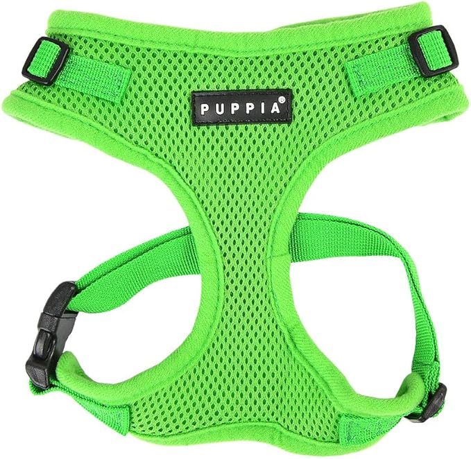 Authentic Puppia RiteFit Harness with Adjustable Neck, Green, Medium