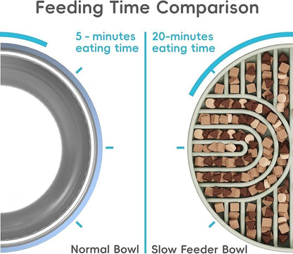 Slow Feeder Dog Bowl, Silicone Puzzle Bowl With Suction Cups for Dogs & Puppies, Anxiety Relief, Slow Eating, Dishwasher Fit, All Breeds, Green