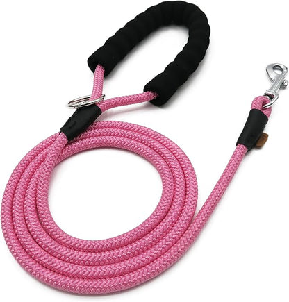 Dog Leash, Braided Rope Traction – Walking Training Lead for Small Dogs ((1/3") x 6FT, Pink)