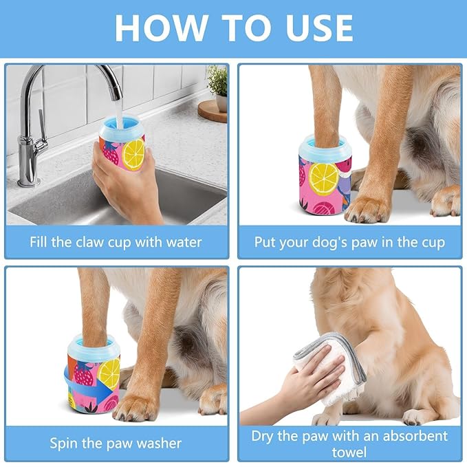 Dog Paw Cleaner Mudbuster Dog Foot Washer for Small Medium Large Dogs Cats Premium Pet Supplies Colorful Watermelon Banana Strawberry Mango