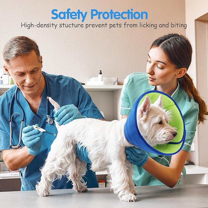 Soft Dog Cone Collar Alternative - Adjustable Comfy Cones for Large/Medium/Small Dogs to Stop Licking After Surgery, Comfortable Fabric Elizabethan Collars, Head Cone of Shame for Neuter Recovery - S