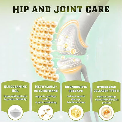 Glucosamine for Dogs, Hip and Joint Supplement for Dogs with Chicken Flavor, Anti Inflammatory, Dog's Chondroitin, Digestive Enzymes, Omega-3, Vitamin D, MSM, Calcium, Turmeric, 120 Freeze-Dried Chews