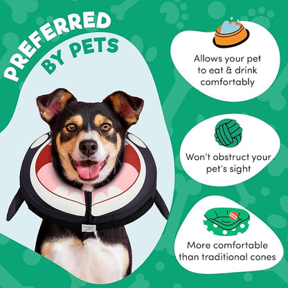 BENCMATE Inflatable Dog Cone Collar Alternative, Soft Dog Cone for Small Medium Large Dogs and Cats, Neck Recovery ECollar Donut Collar After Surgery (Small, Orca)