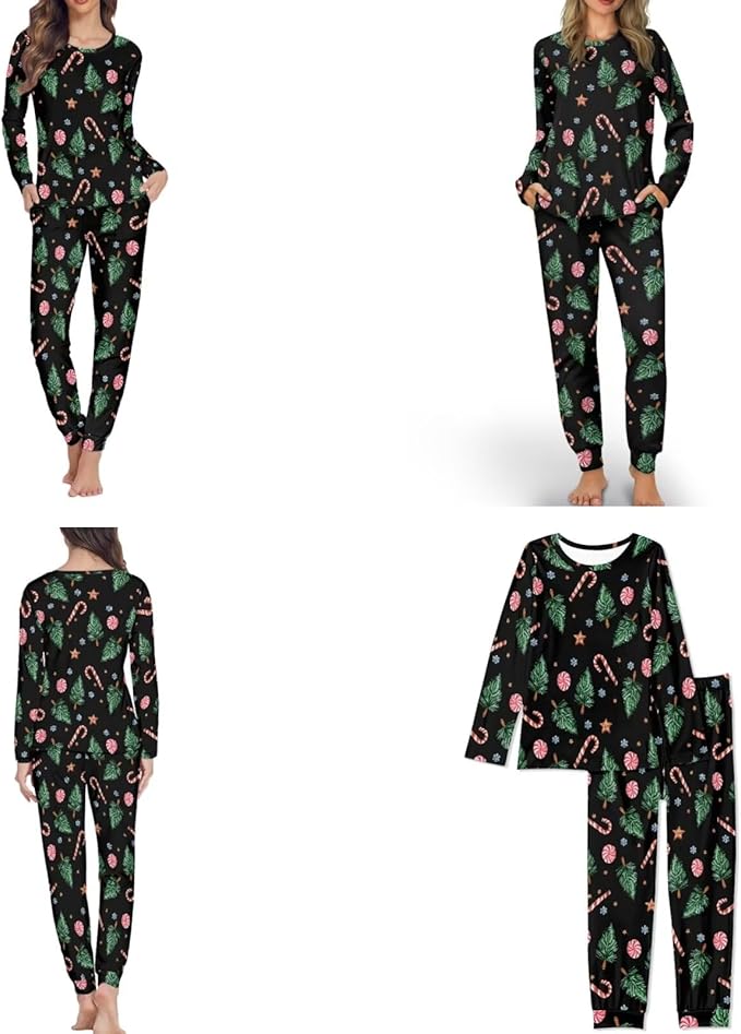 Christmas Family Pajamas Matching Sets with Pockets Dog Costumes for Small Dogs Long Sleeve Sleepwear Plus Size