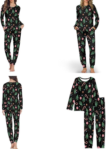 Christmas Family Pajamas Matching Sets with Pockets Dog Costumes for Small Dogs Long Sleeve Sleepwear Plus Size