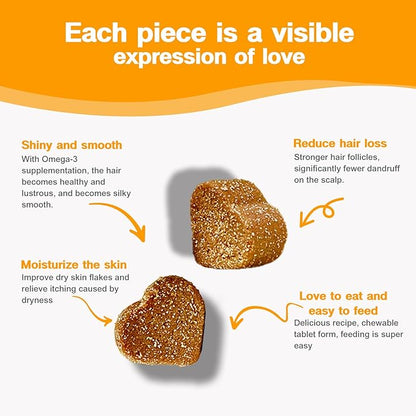 Skin & Coat Supplement for Dogs - Allergy Relief Chews with Omega 3, 9 & Vitamin E, Itchy Skin Treatment, Beef Flavor Soft Chews (120 Count) (Beef)