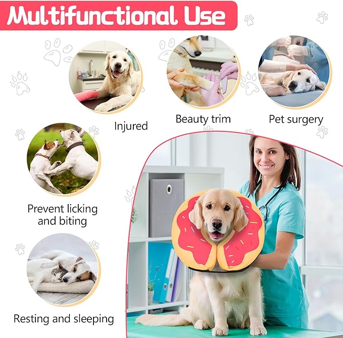 MIDOG Inflatable Dog Cone Alternative for After Surgery - Soft Protective Donut Collar Prevents Licking & Allows Eating, Comfortable Recovery E-Collar Alternative for Small Medium Large Dogs (Red,XS)