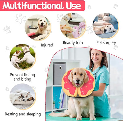 MIDOG Inflatable Dog Cone Alternative for After Surgery - Soft Protective Donut Collar Prevents Licking & Allows Eating, Comfortable Recovery E-Collar Alternative for Small Medium Large Dogs (Red,XS)